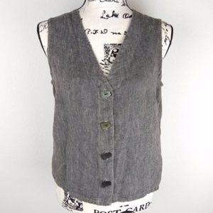 J Jill Size XS Gray 100% Linen Vest